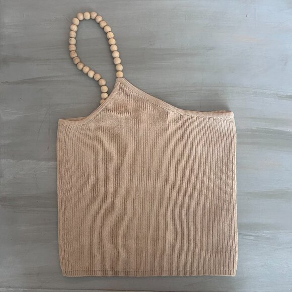 Zara Asymmetrical Knit Tank Top Backless Beaded Strap One Shoulder Size Large in - Picture 4 of 13